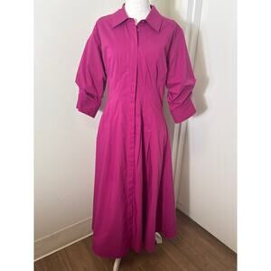 Simkhai Dark Pink Pleated Full Maxi Dress Sz M